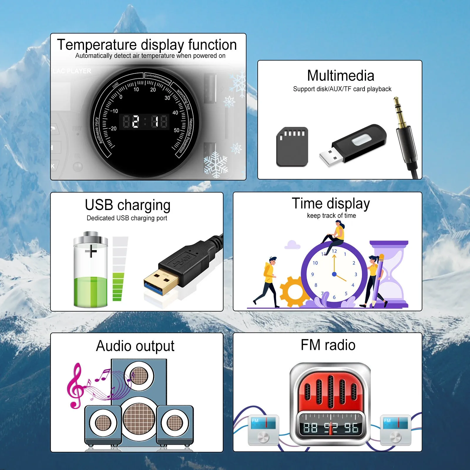 1 Din Car Mp3 Player 7388 Power Amplifier Radio with Temperature