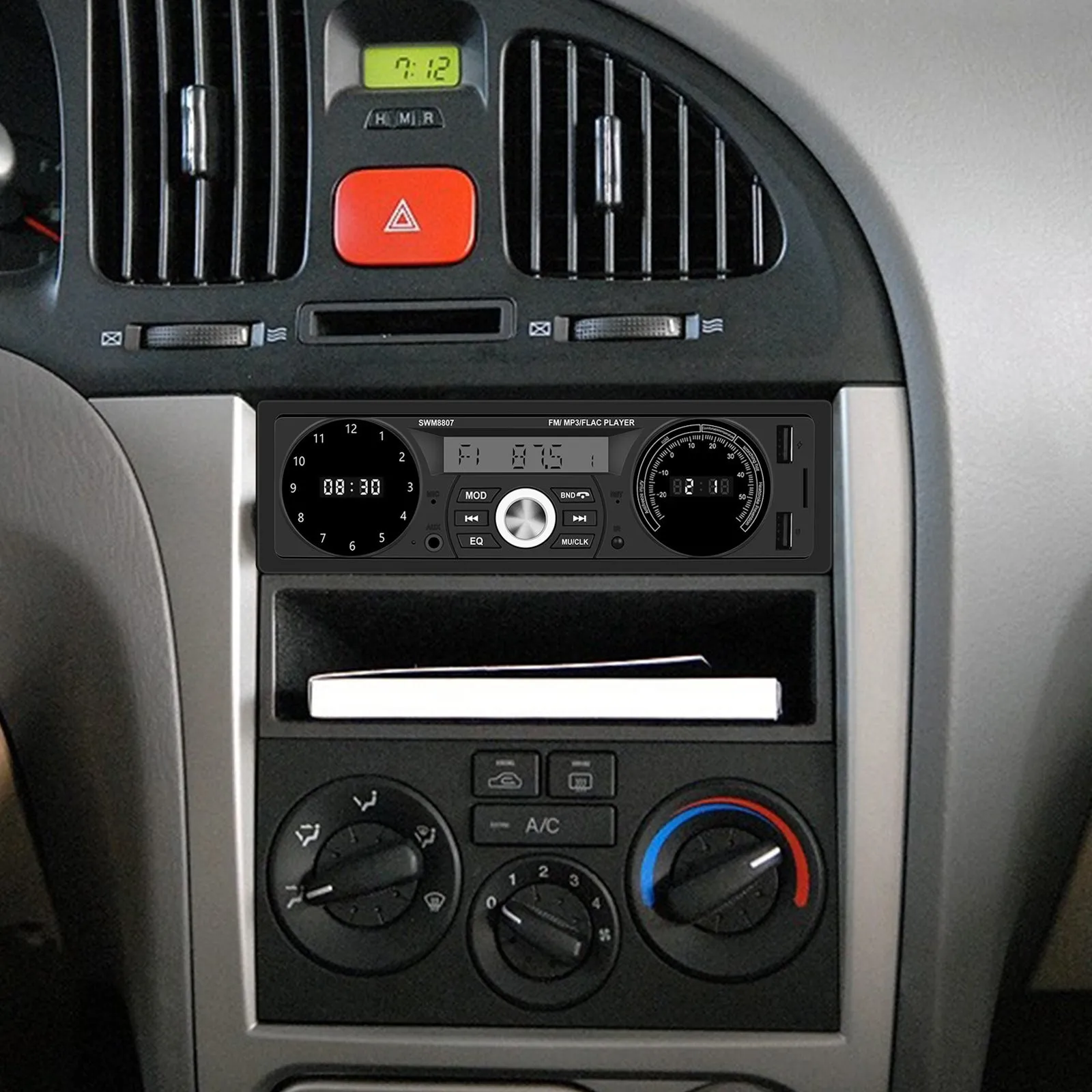 1 Din Car Mp3 Player 7388 Power Amplifier Radio with Temperature
