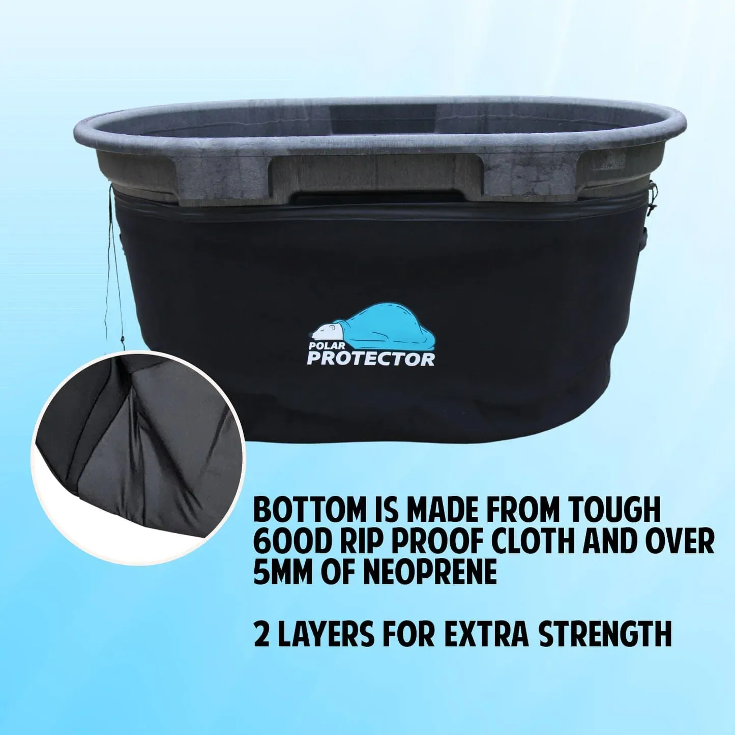100 Gallon Oval Stock Tank Insulated Slip Koozie, 5mm Neoprene, Waterproof, Tough