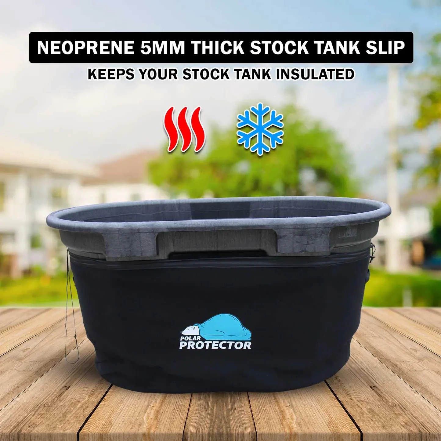 100 Gallon Oval Stock Tank Insulated Slip Koozie, 5mm Neoprene, Waterproof, Tough