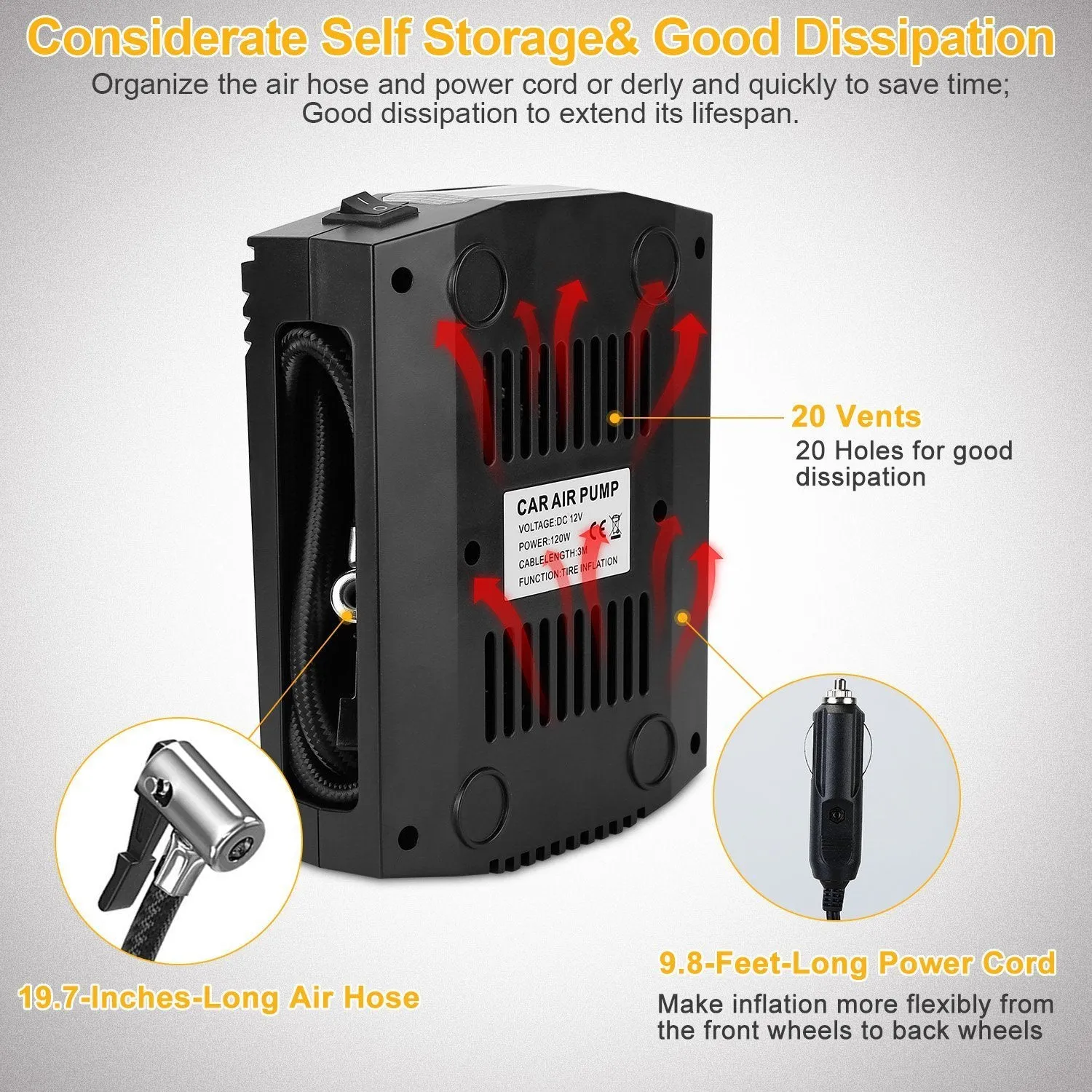 12V DC 100W 150PSI Digital Tire Inflator