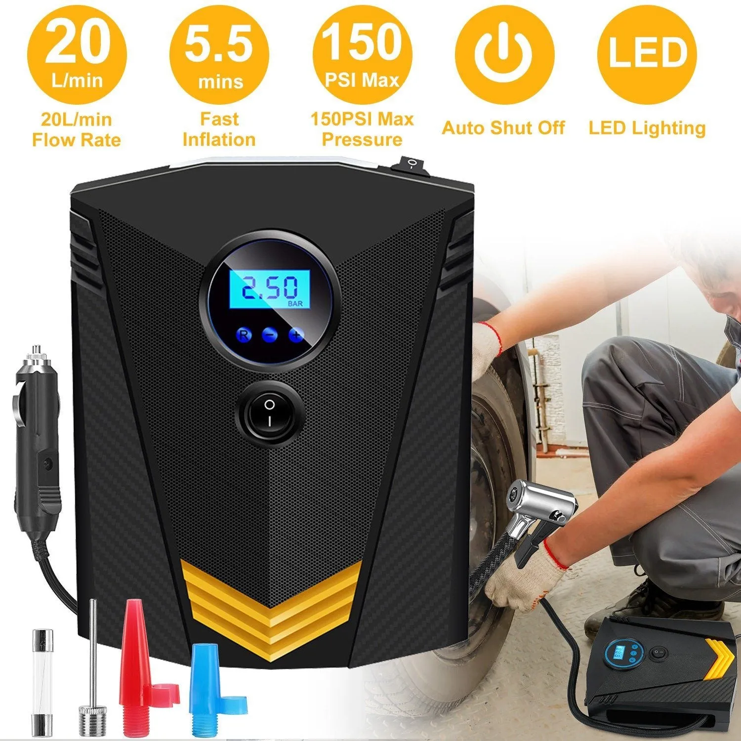 12V DC 100W 150PSI Digital Tire Inflator