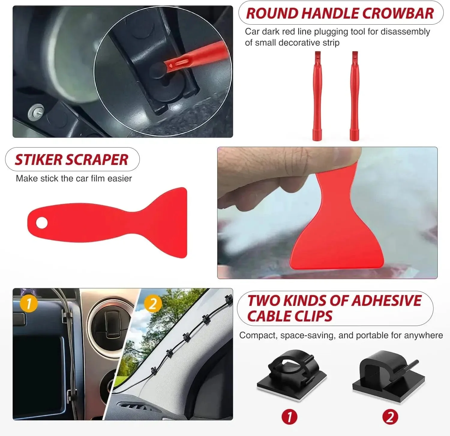 200 Pcs Trim Removal Tool Kit Red