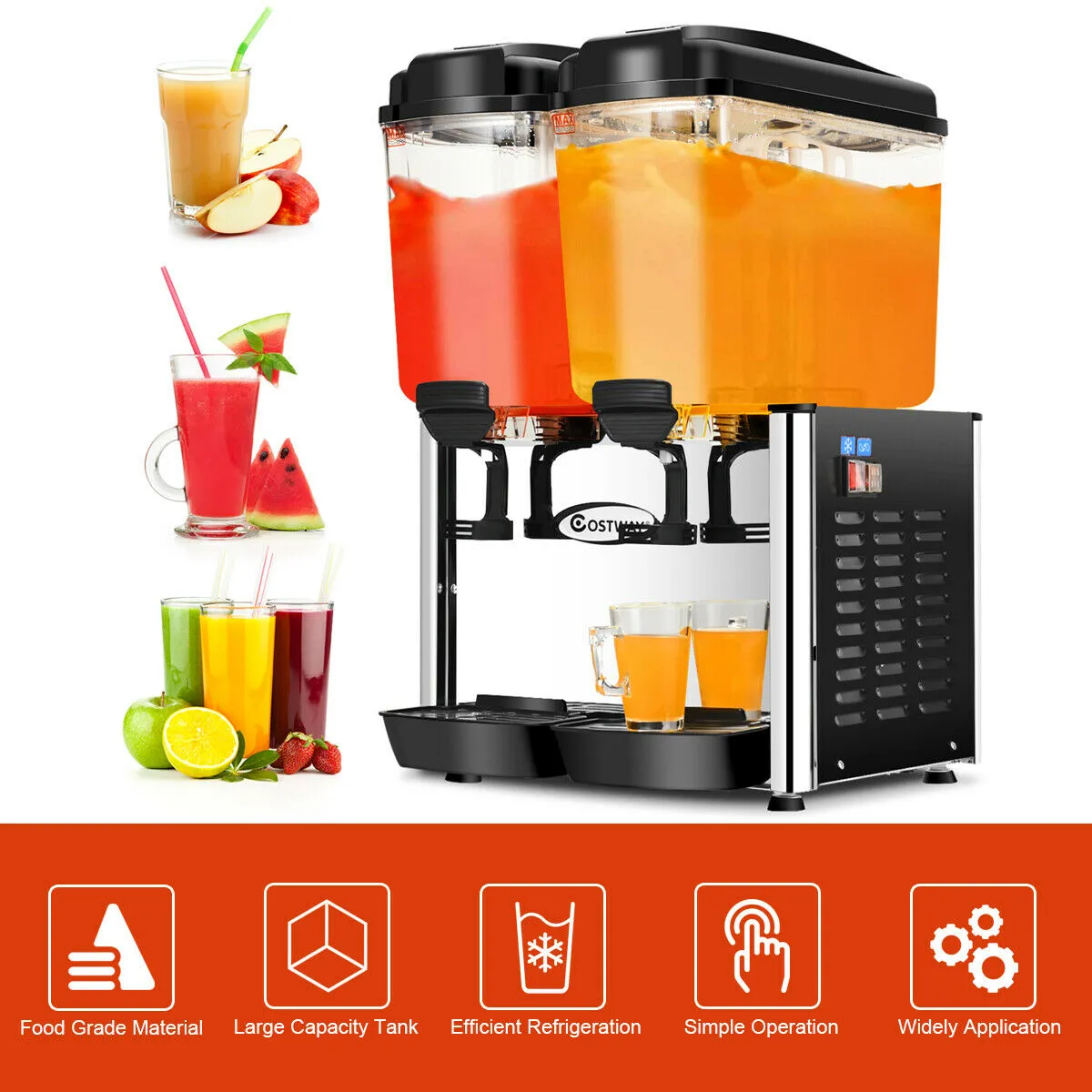 36L Commercial Juice Dispenser with 2 Tanks