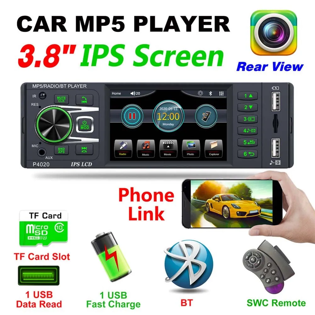 3.8 Inch Car Radio Ips Screen Bluetooth 2.0 Mp5 Player with