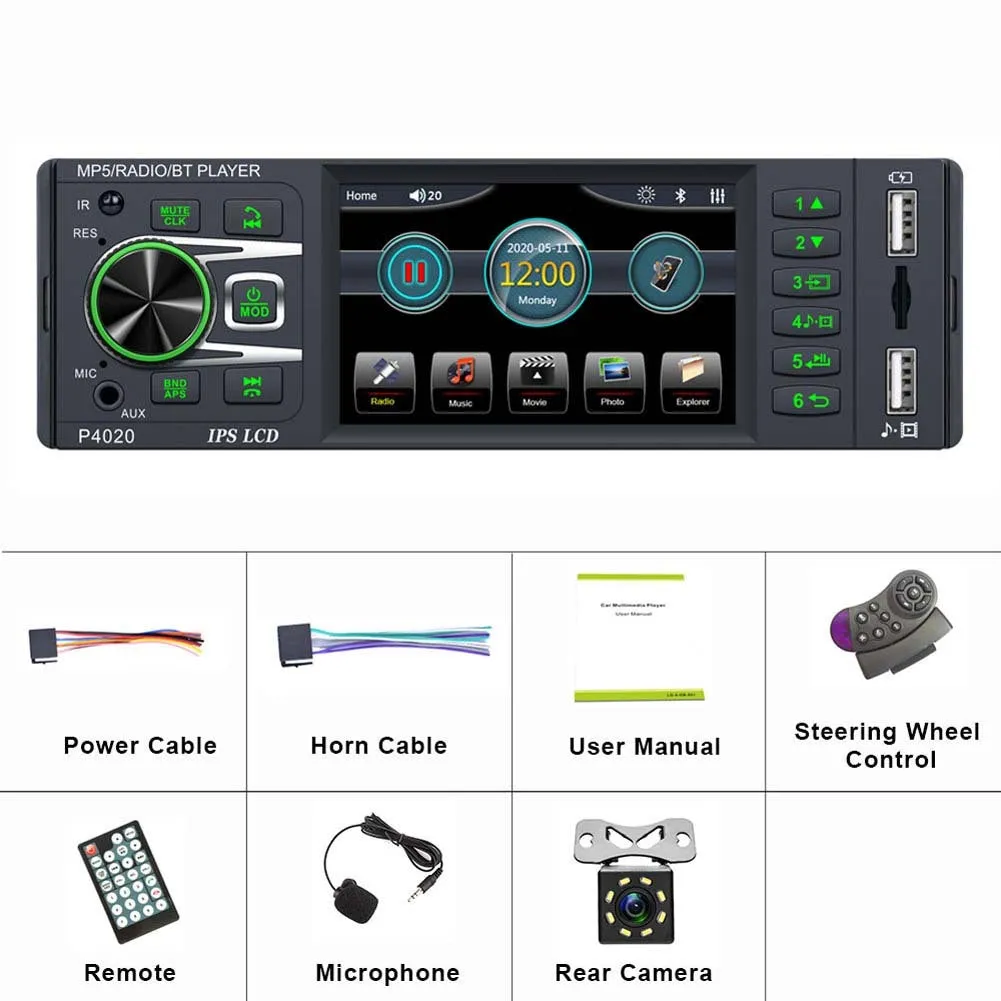3.8 Inch Car Radio Ips Screen Bluetooth 2.0 Mp5 Player with