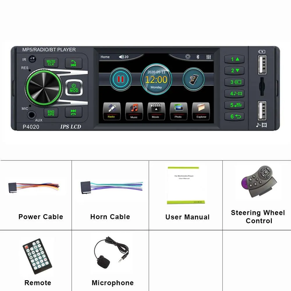 3.8 Inch Car Radio Ips Screen Bluetooth 2.0 Mp5 Player with