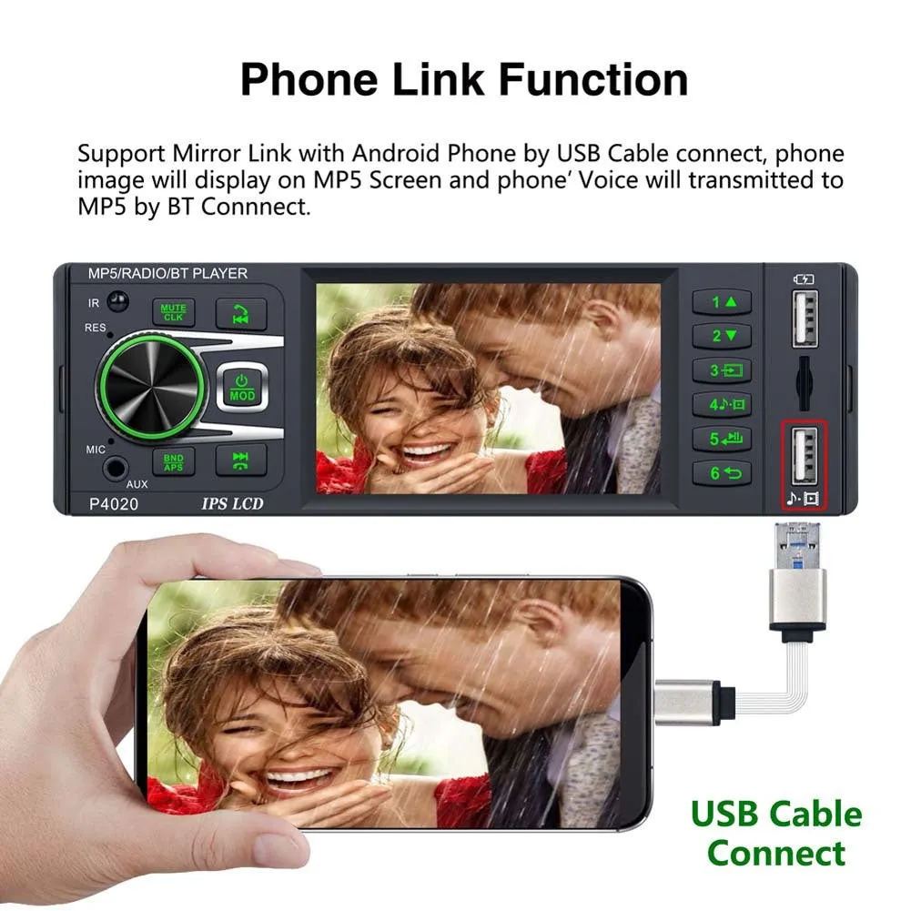 3.8 Inch Car Radio Ips Screen Bluetooth 2.0 Mp5 Player with