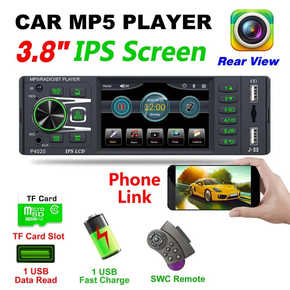 3.8 Inch Car Radio Ips Screen Bluetooth 2.0 Mp5 Player with