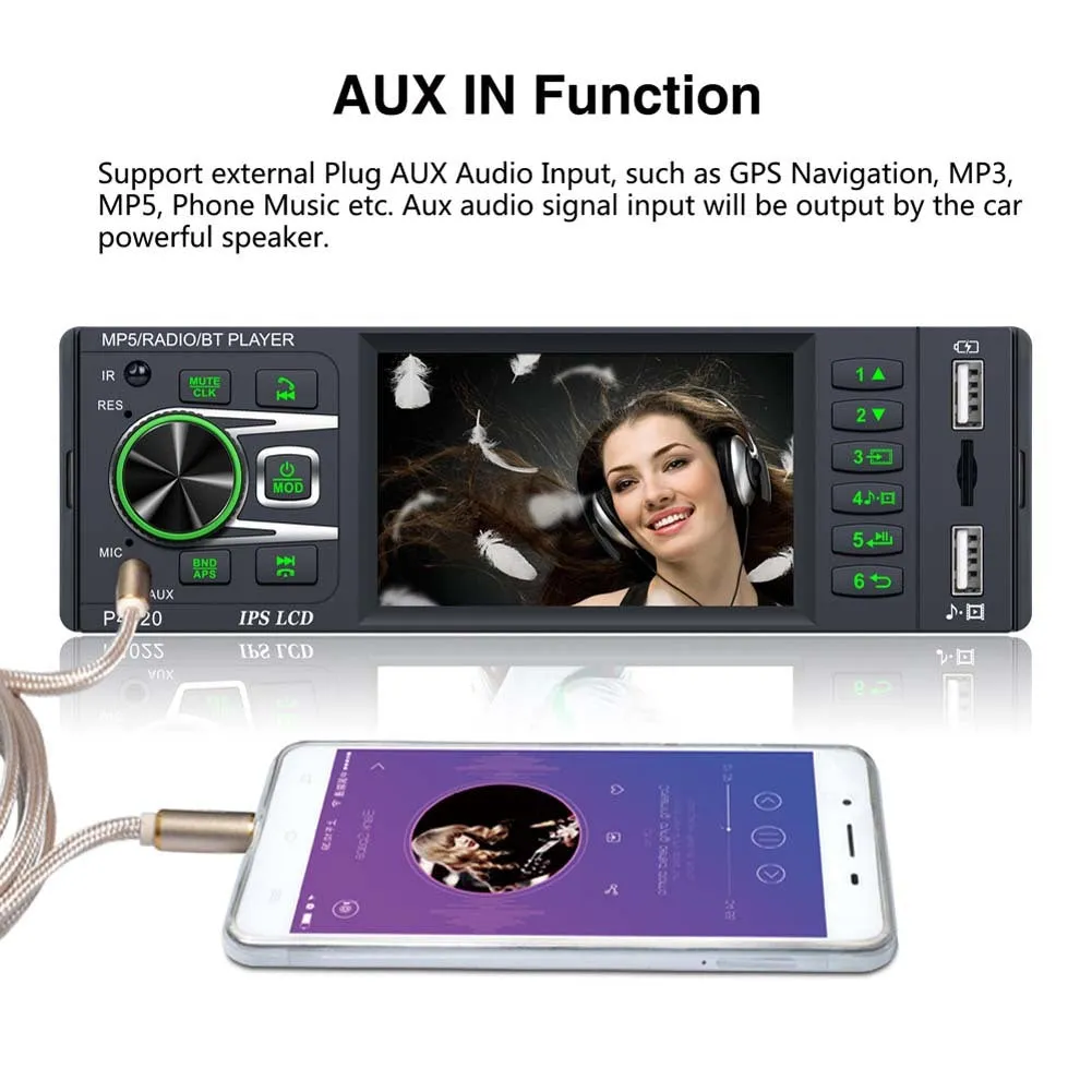 3.8 Inch Car Radio Ips Screen Bluetooth 2.0 Mp5 Player with