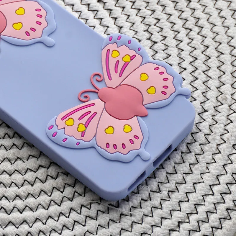 3D Vibrant Butterfly Silicone Phone Case For OnePlus-9R-5G