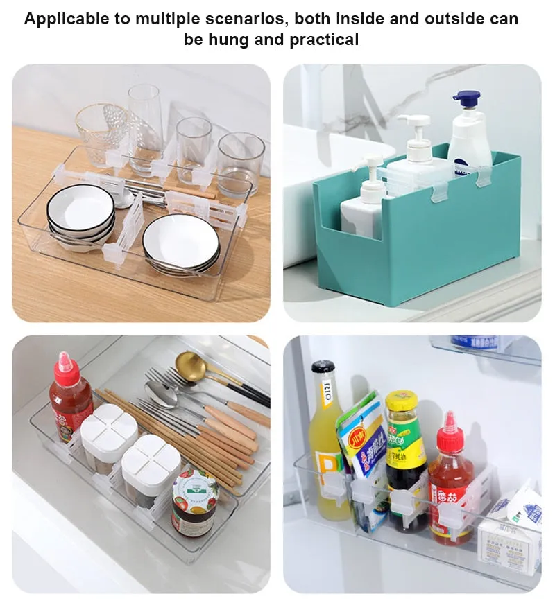 4pcs Retractable Refrigerator Shelf Organizer Divider