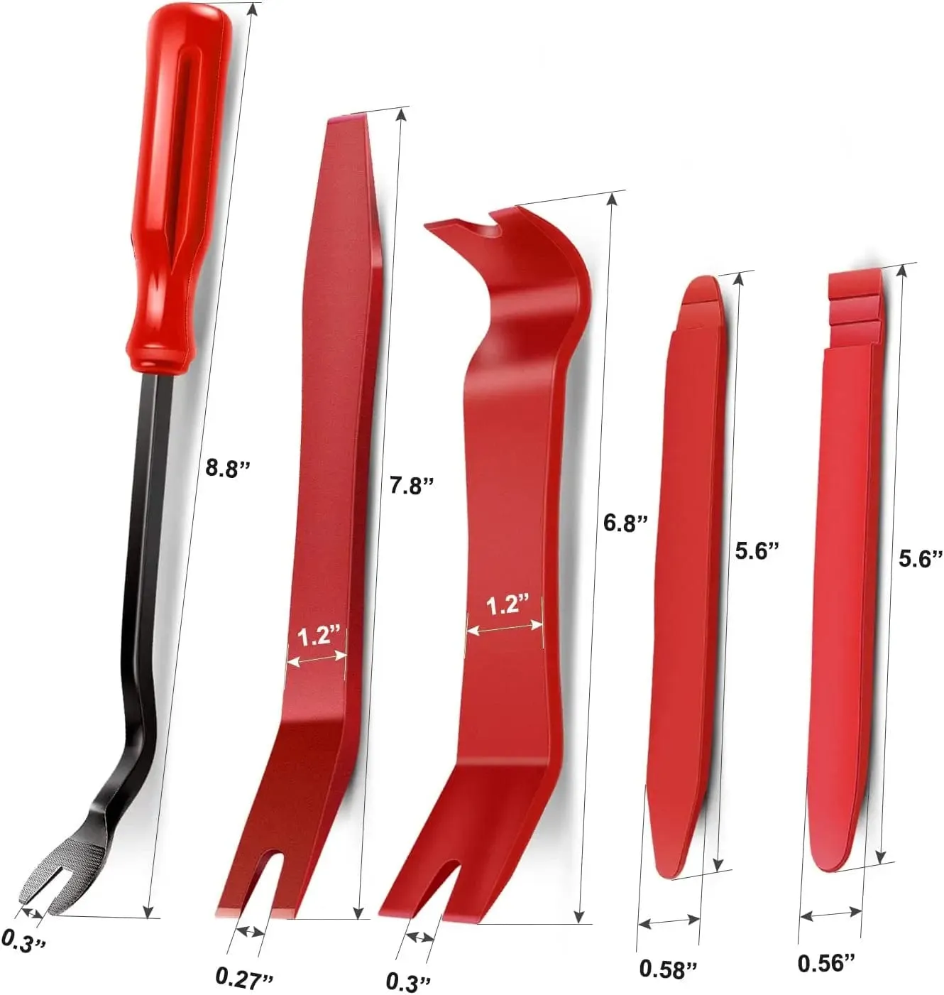 5 Pcs Auto Trim Removal Tool Set Red