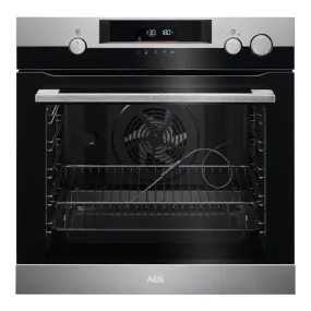AEG BSK577261M 7000 72 Litre Built-In SteamCrisp Pyrolytic Self Clean Oven, LED Display, 59.6cm Wide - Stainless Steel with Anti-Fingerprint Coating