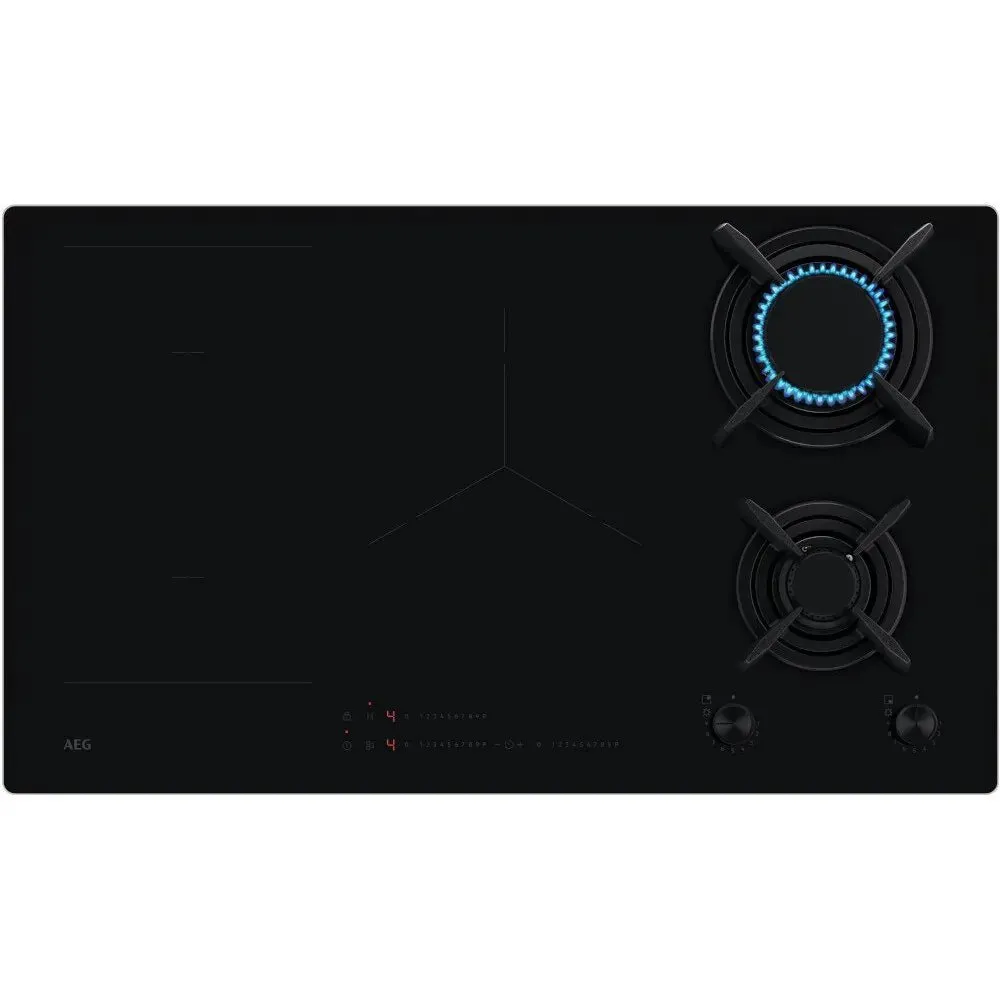AEG HDB95623NB Gas and Induction Hob, Stainless Steel