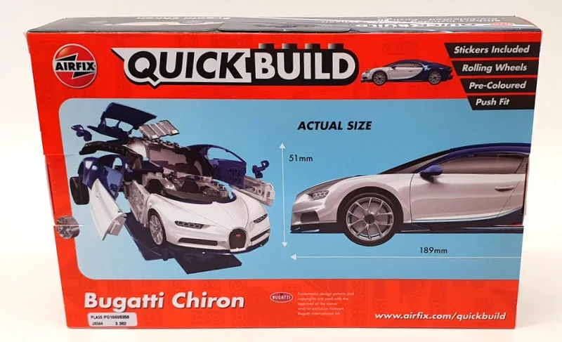 Airfix 19cm Long Quick Build Model Car Kit J6044 - Bugatti Chiron