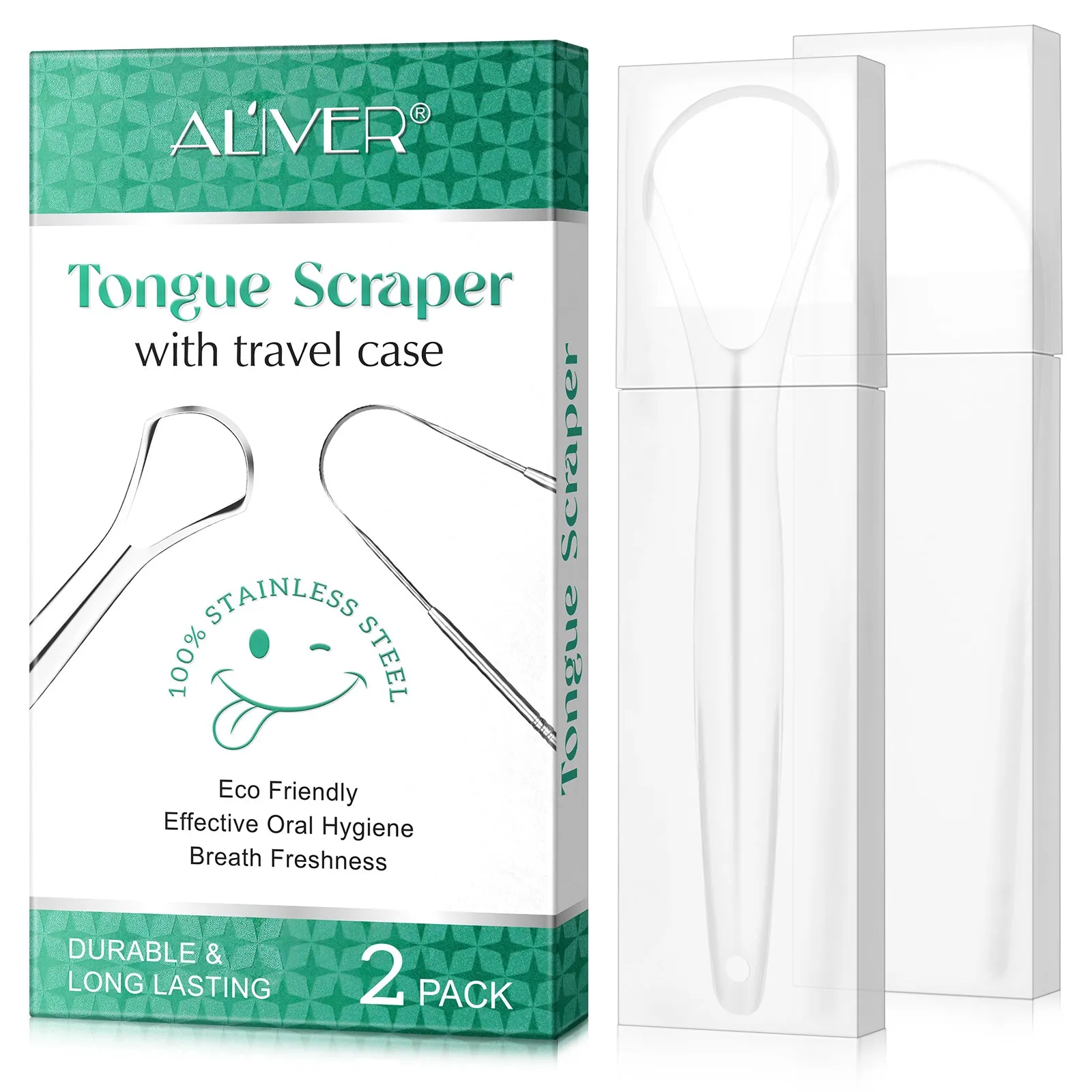 Aliver Tongue scraper B C (silver) set