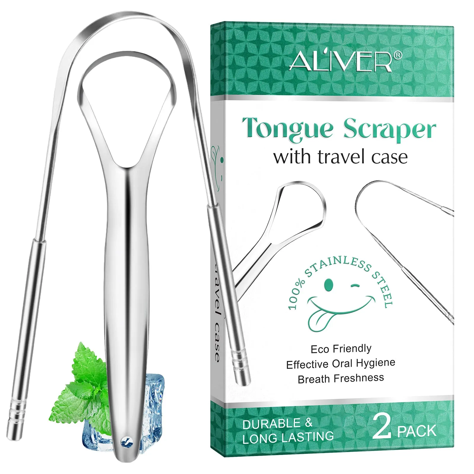 Aliver Tongue scraper B C (silver) set