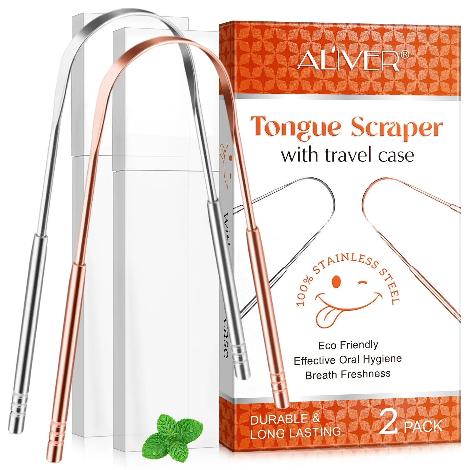 Aliver Tongue scraper C (silver)   C (rose gold) set