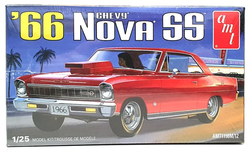 AMT 1/25 Scale AMT1198M/12 - 1966 Chevy Nova SS - 2 in 1 Stock Or Custom