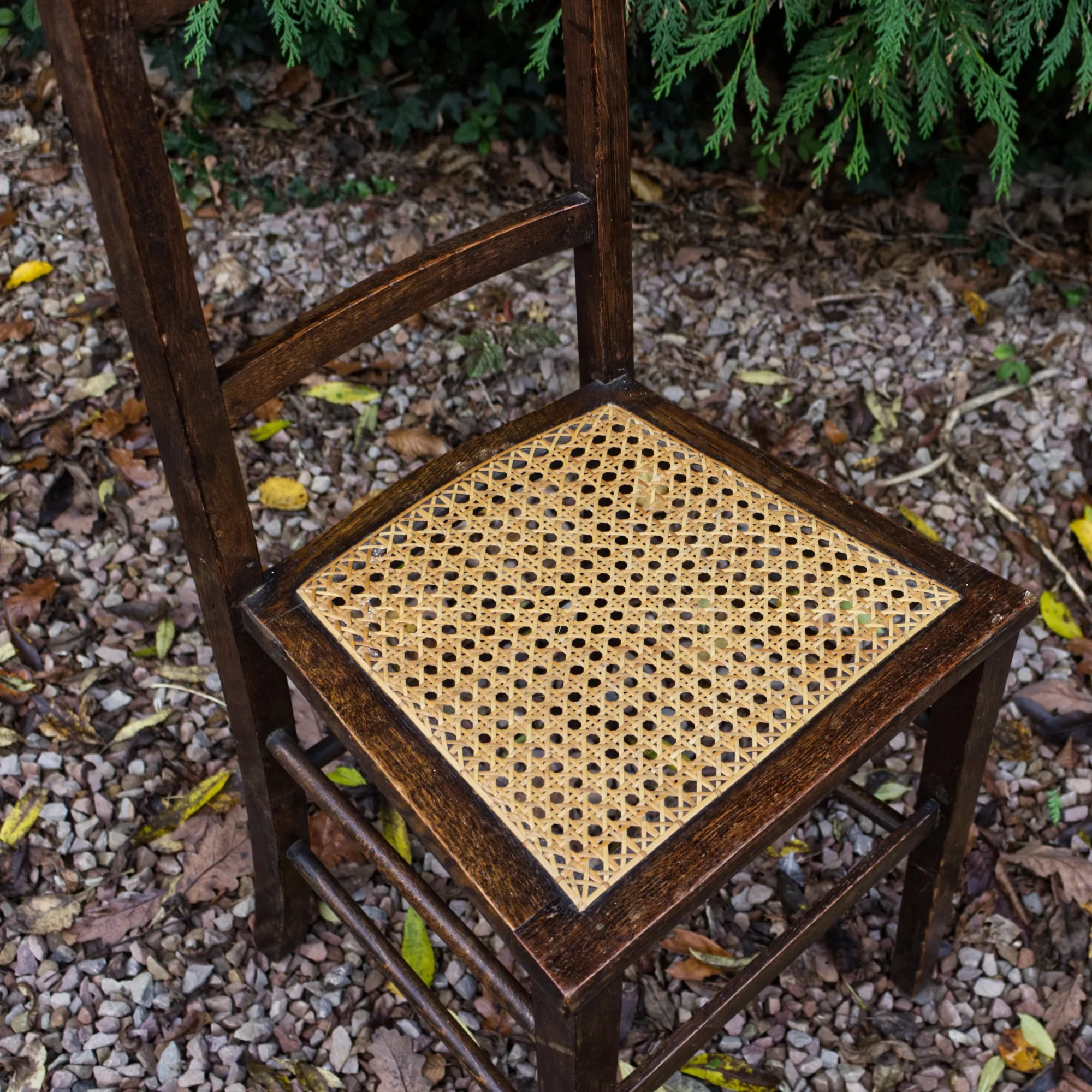 Antique Vintage Edwardian Wicker Seat Ladder Back Chair