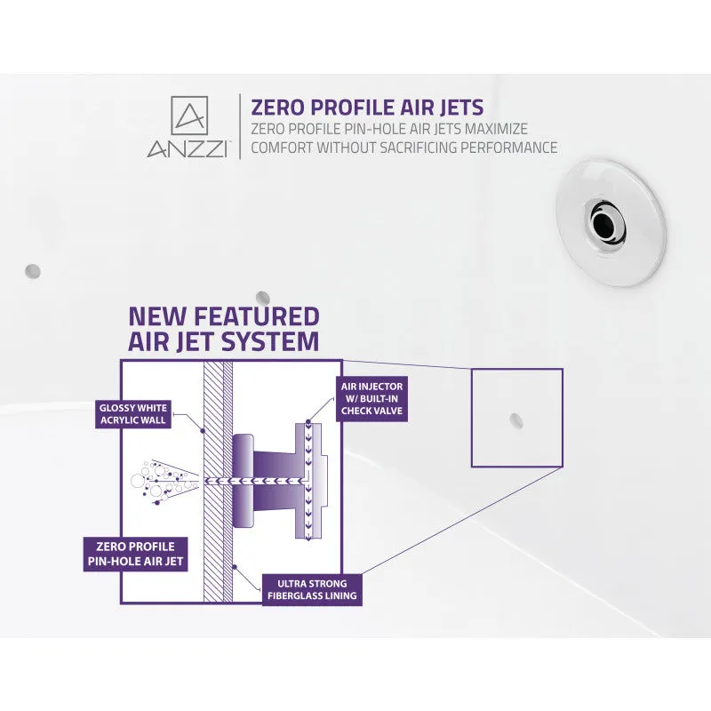 ANZZI Lori 71 in. Whirlpool and Air Bath Tub in White