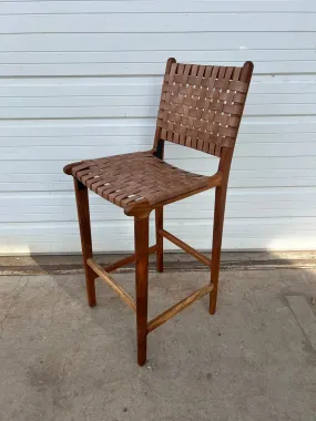 Bar Stool w/Woven Leather Seat and Back Bar Stool w/Woven Leather Seat and Back