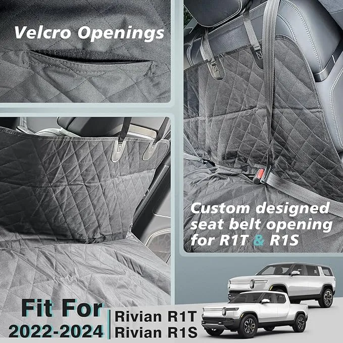 BestEvMod Compatible with Rivian R1S R1T Pet Dog Seat Cover Accessories, Large Heavy Duty Dog Back Seat Cover Protector Compatible with Rivian R1T & Rivian R1S 2022-2024 Accessories