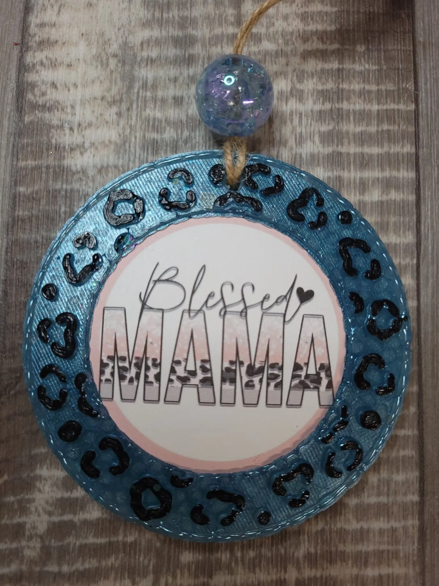 Blessed Mama leopard circle freshie
