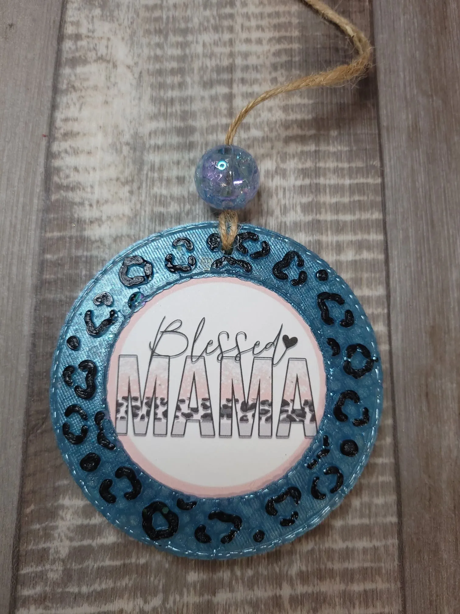 Blessed Mama leopard circle freshie