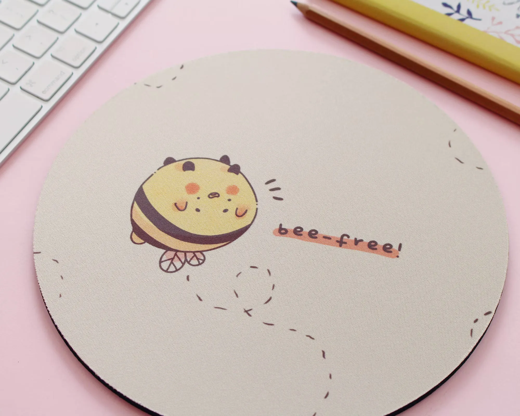 Bumblebutt "Bee-Free" Mouse Mat | Kawaii Bumblebee Desk Pad | Cute Gaming Mouse Mat