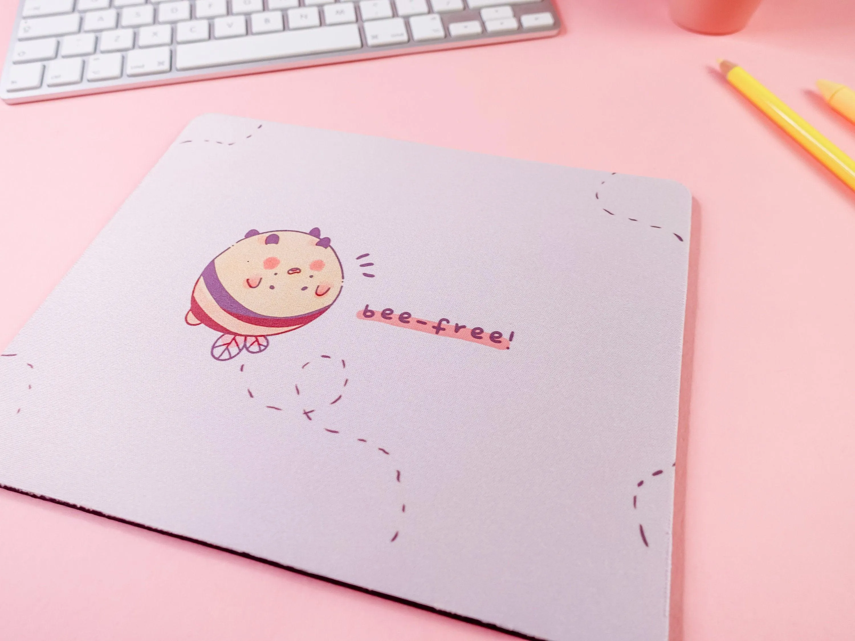 Bumblebutt "Bee-Free" Mouse Mat | Kawaii Bumblebee Desk Pad | Cute Gaming Mouse Mat