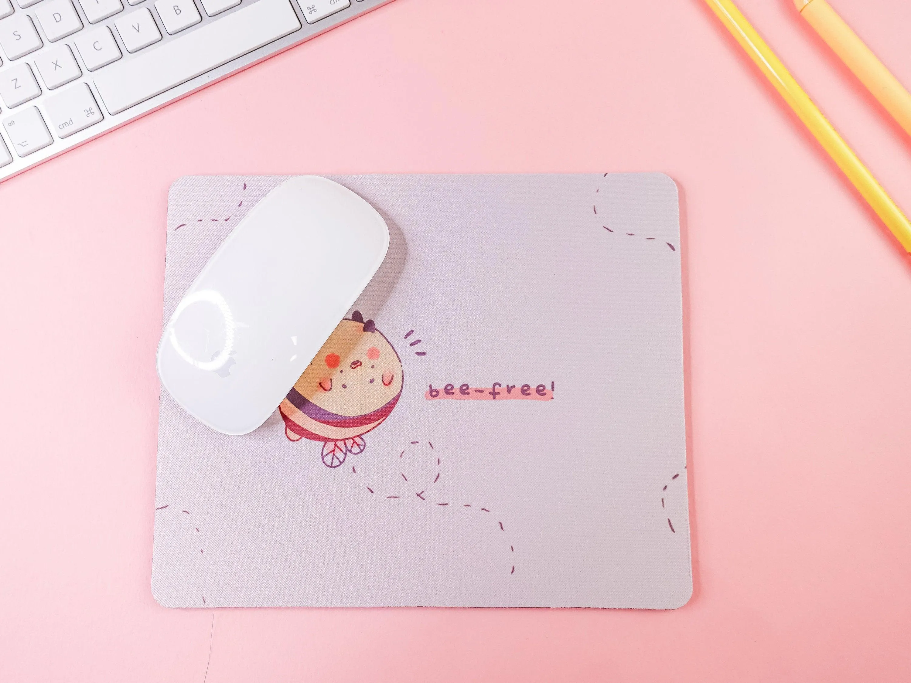 Bumblebutt "Bee-Free" Mouse Mat | Kawaii Bumblebee Desk Pad | Cute Gaming Mouse Mat