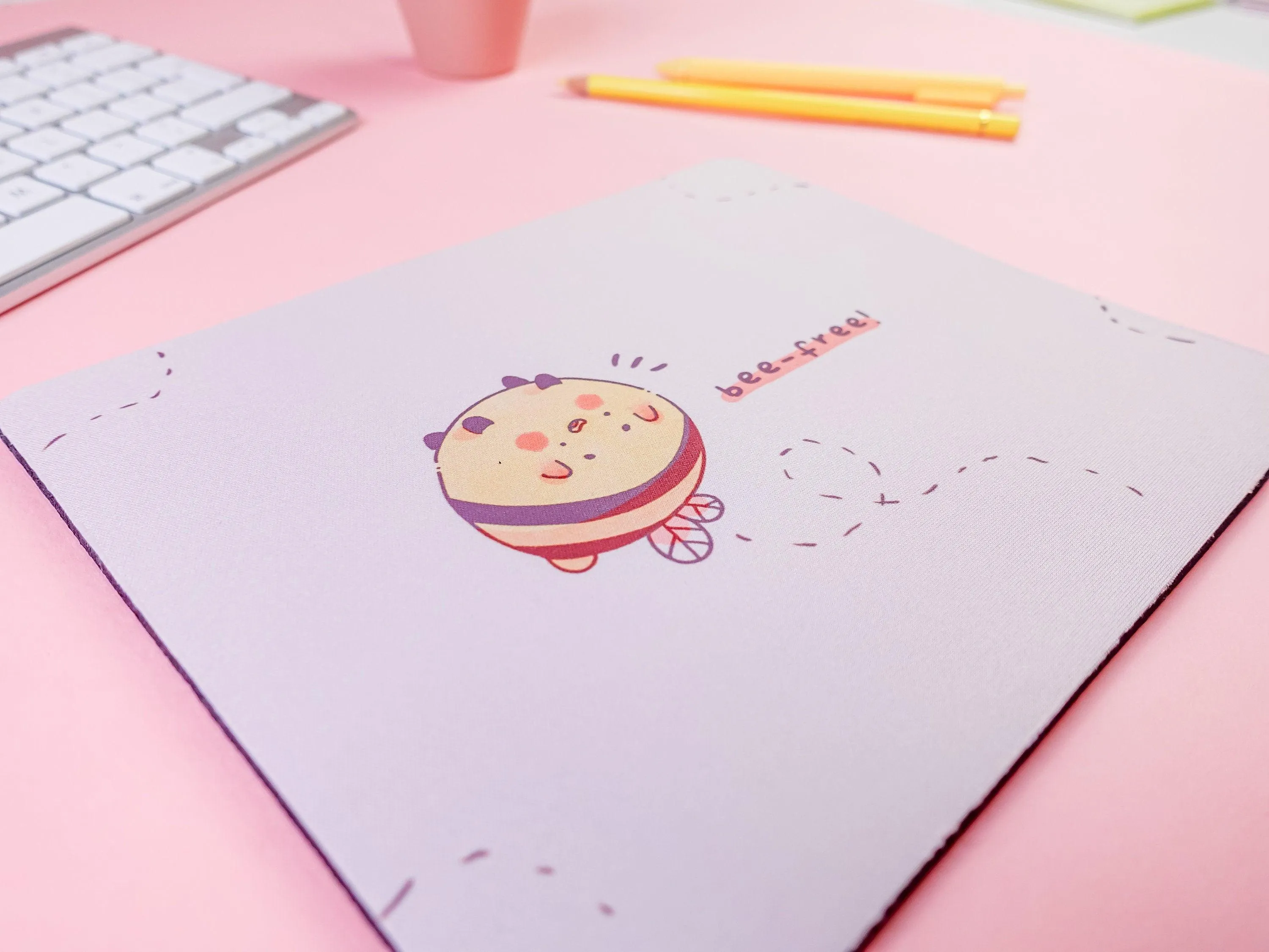 Bumblebutt "Bee-Free" Mouse Mat | Kawaii Bumblebee Desk Pad | Cute Gaming Mouse Mat