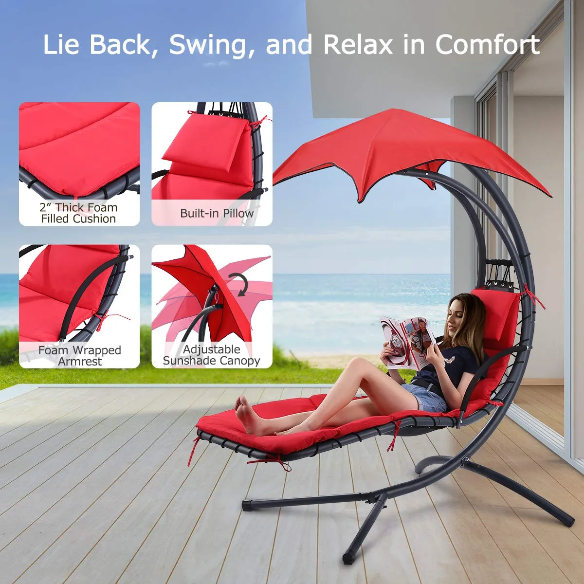 Chaise Lounge Chair with Arc Stand - Finether