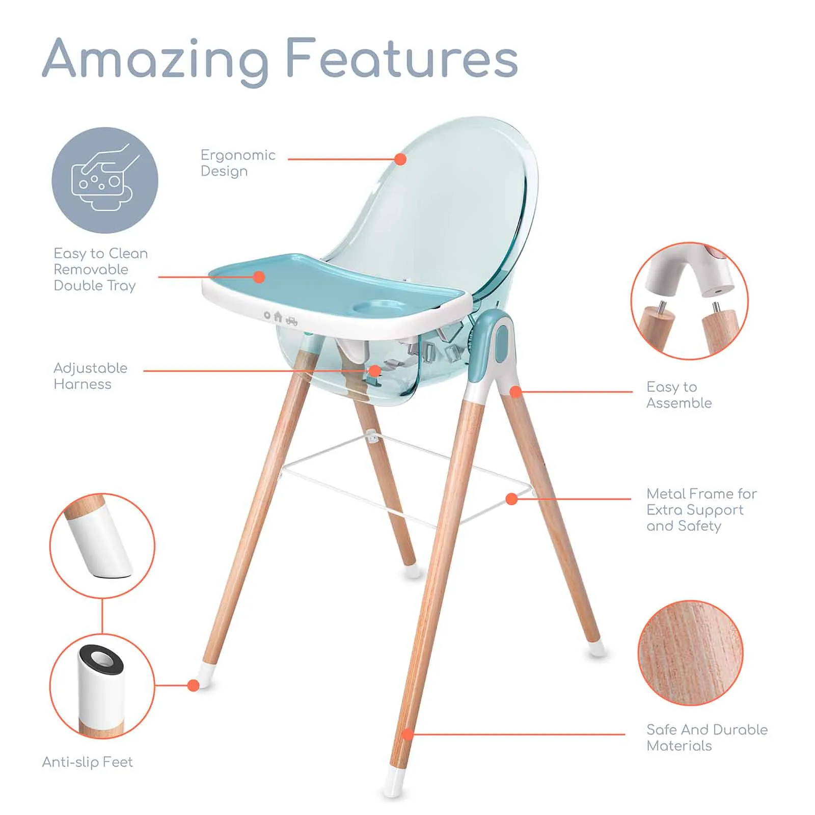 Children of Design 6 in 1 Classic High Chair