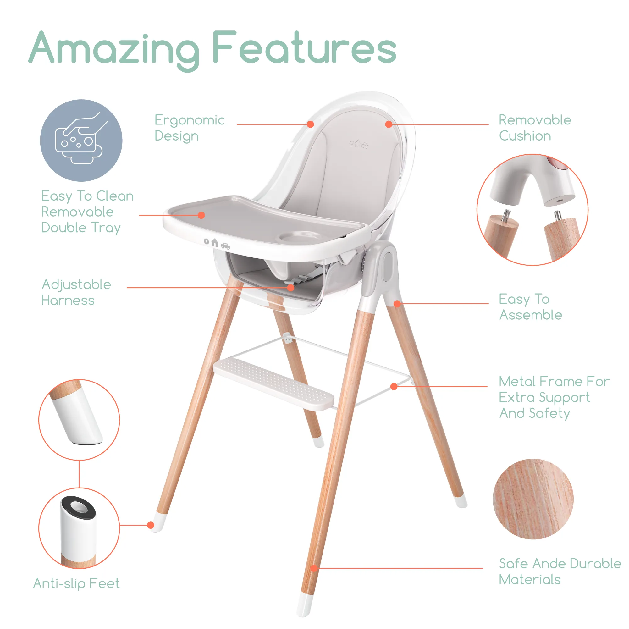 Children of Design 6 in 1 Classic High Chair