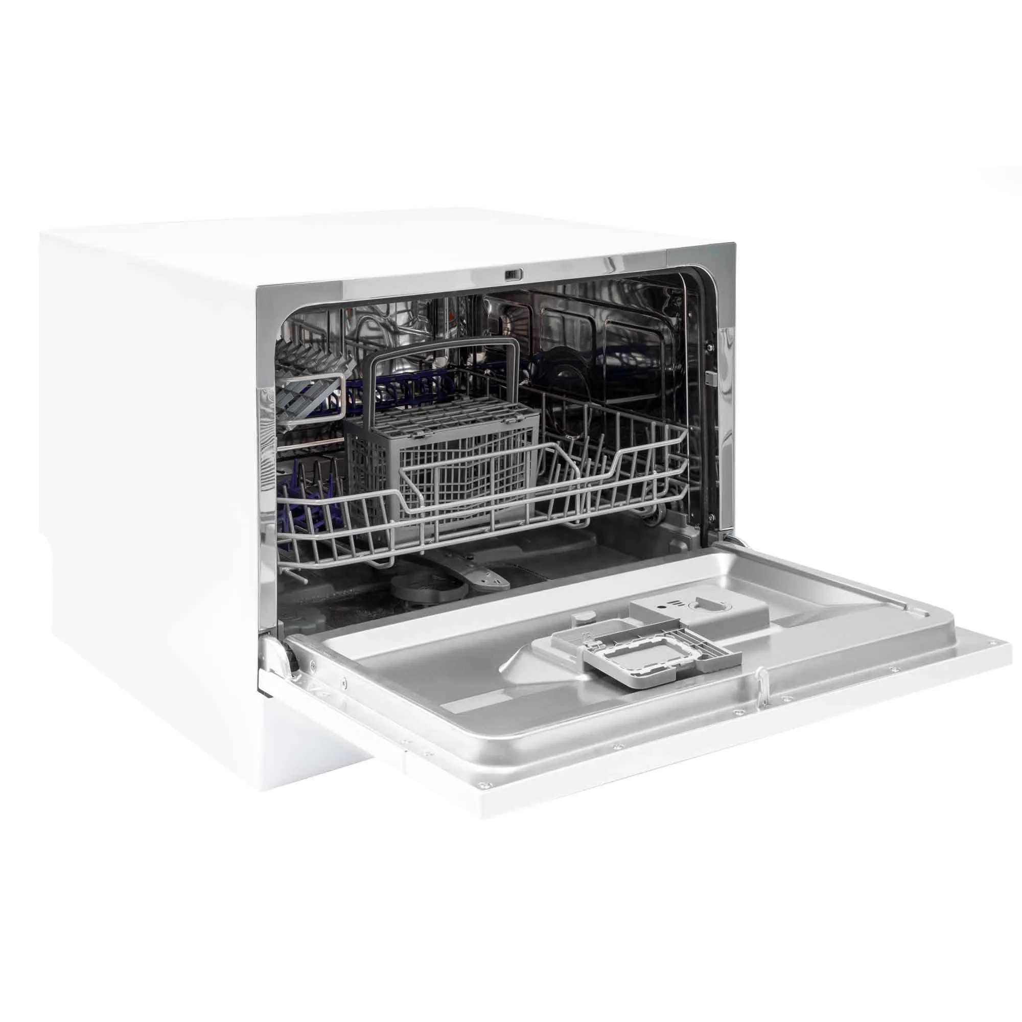 Compact Tabletop Dishwasher 6 Place Settings, 6 Programmes, Low Noise, 6.5L Cycle - White - DH83
