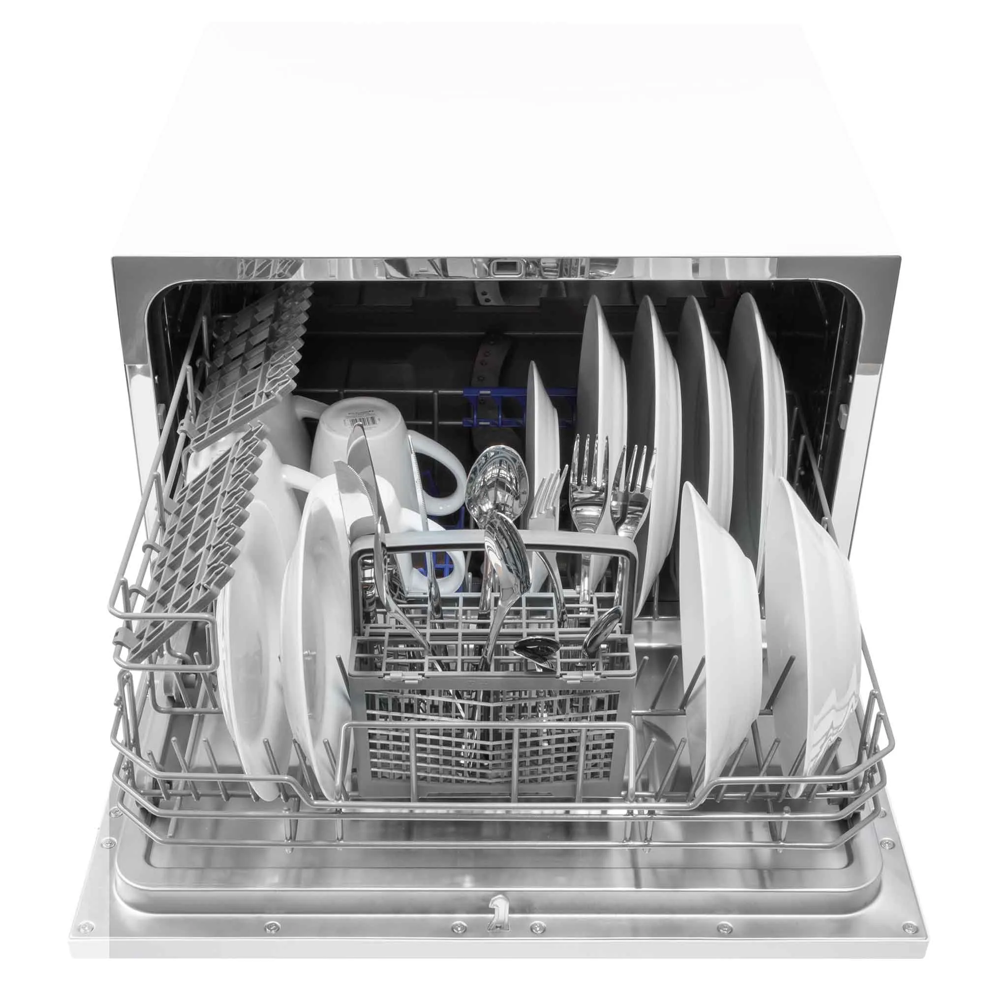 Compact Tabletop Dishwasher 6 Place Settings, 6 Programmes, Low Noise, 6.5L Cycle - White - DH83
