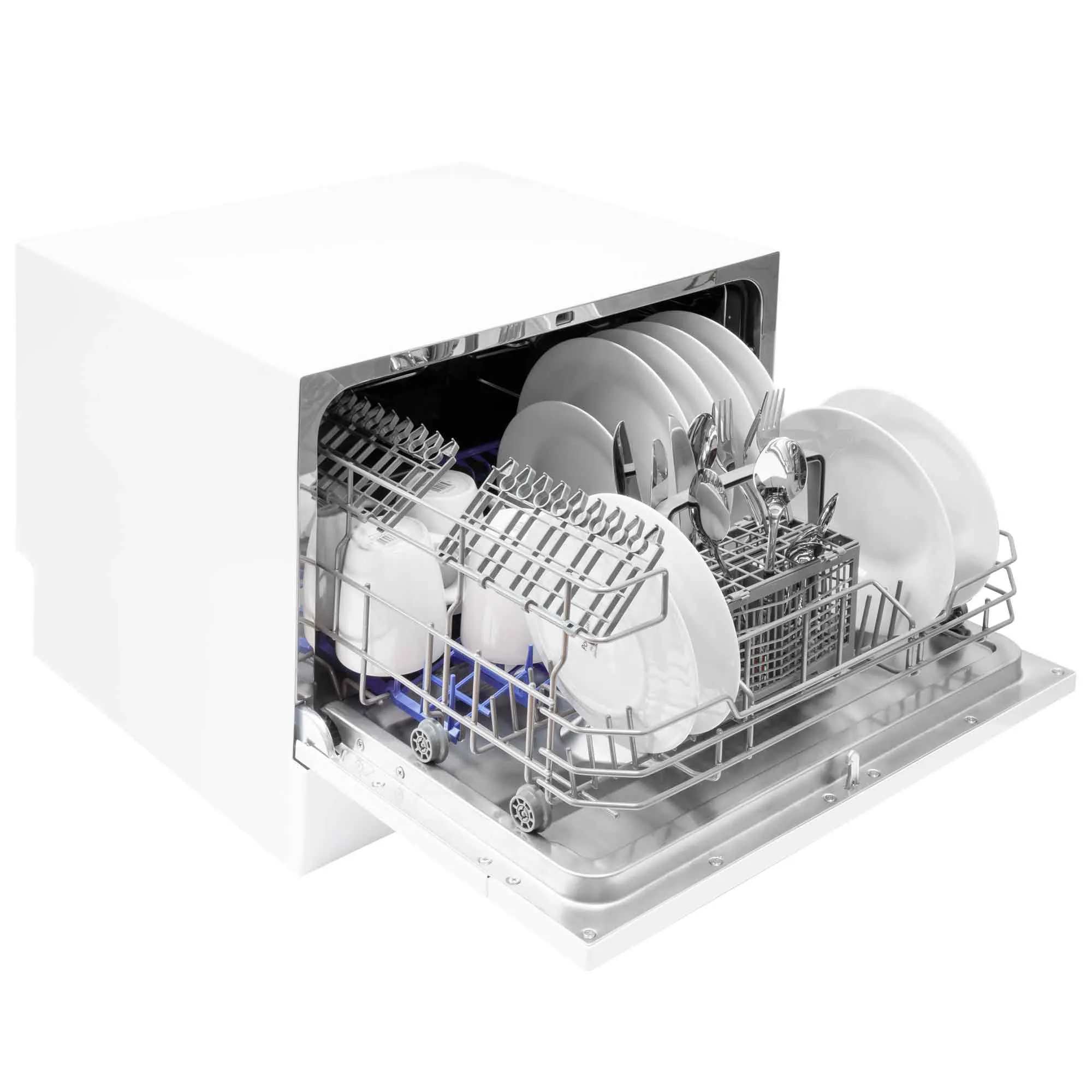 Compact Tabletop Dishwasher 6 Place Settings, 6 Programmes, Low Noise, 6.5L Cycle - White - DH83