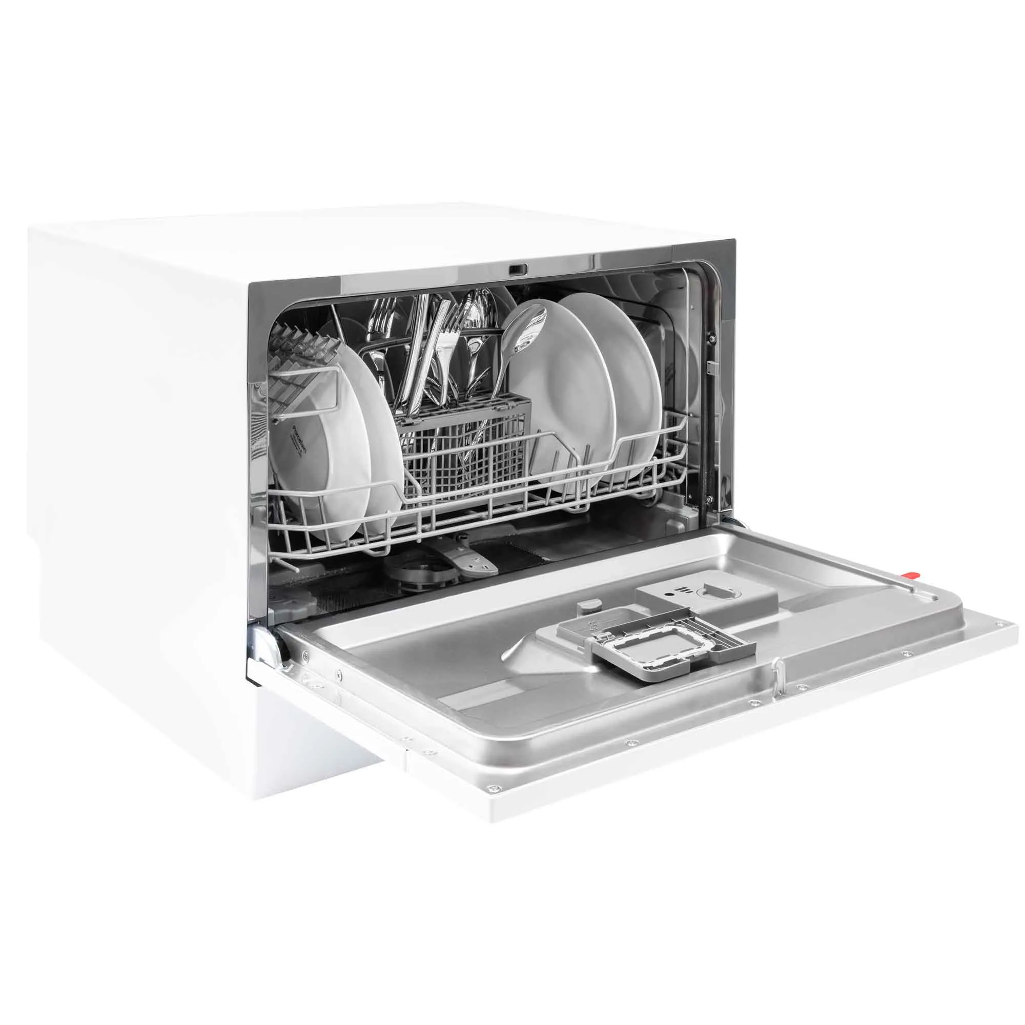 Compact Tabletop Dishwasher 6 Place Settings, 6 Programmes, Low Noise, 6.5L Cycle - White - DH83