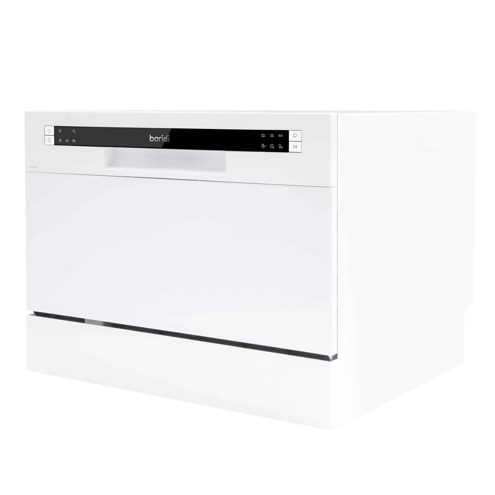 Compact Tabletop Dishwasher 6 Place Settings, 6 Programmes, Low Noise, 6.5L Cycle - White - DH83