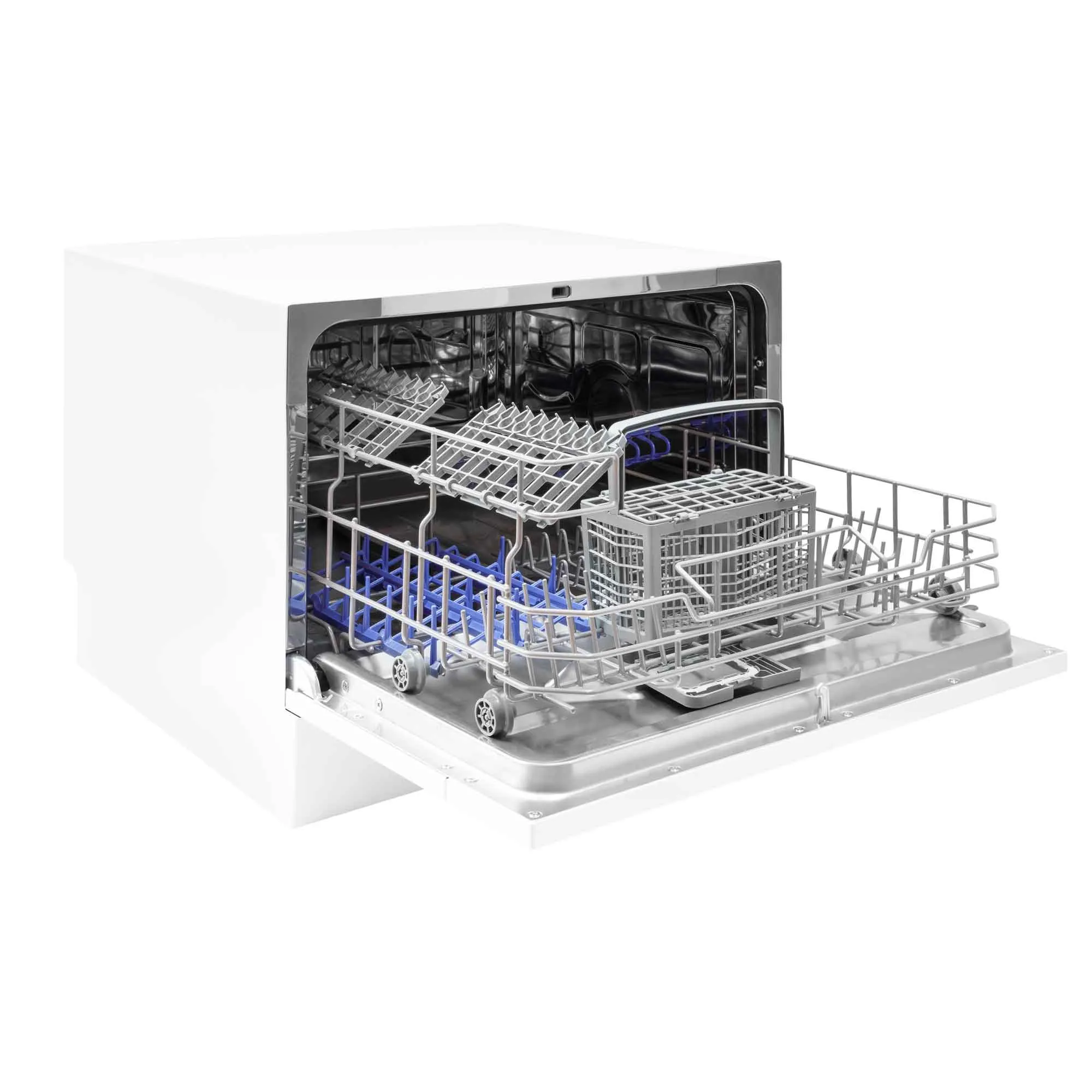 Compact Tabletop Dishwasher 6 Place Settings, 6 Programmes, Low Noise, 6.5L Cycle - White - DH83