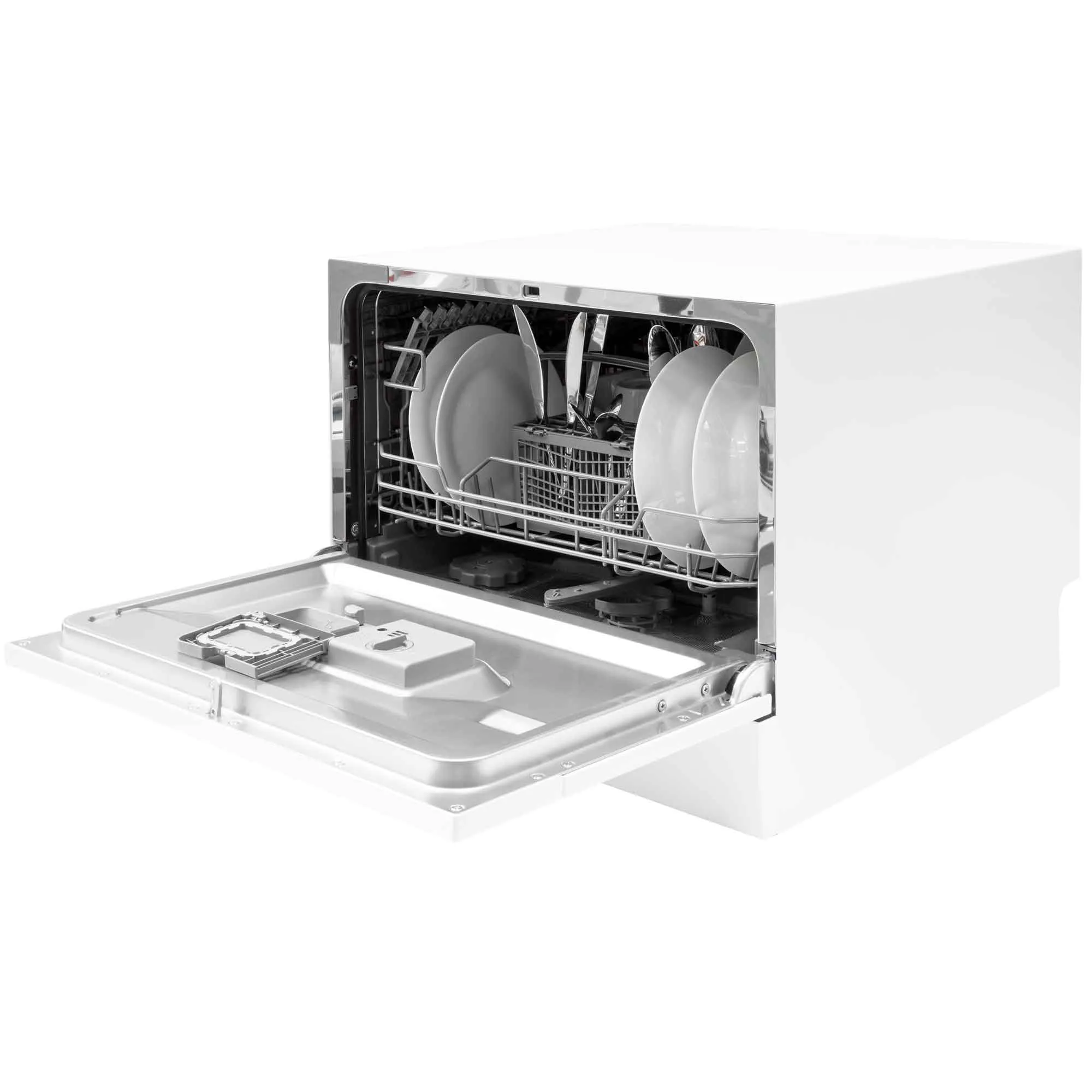 Compact Tabletop Dishwasher 6 Place Settings, 6 Programmes, Low Noise, 6.5L Cycle - White - DH83