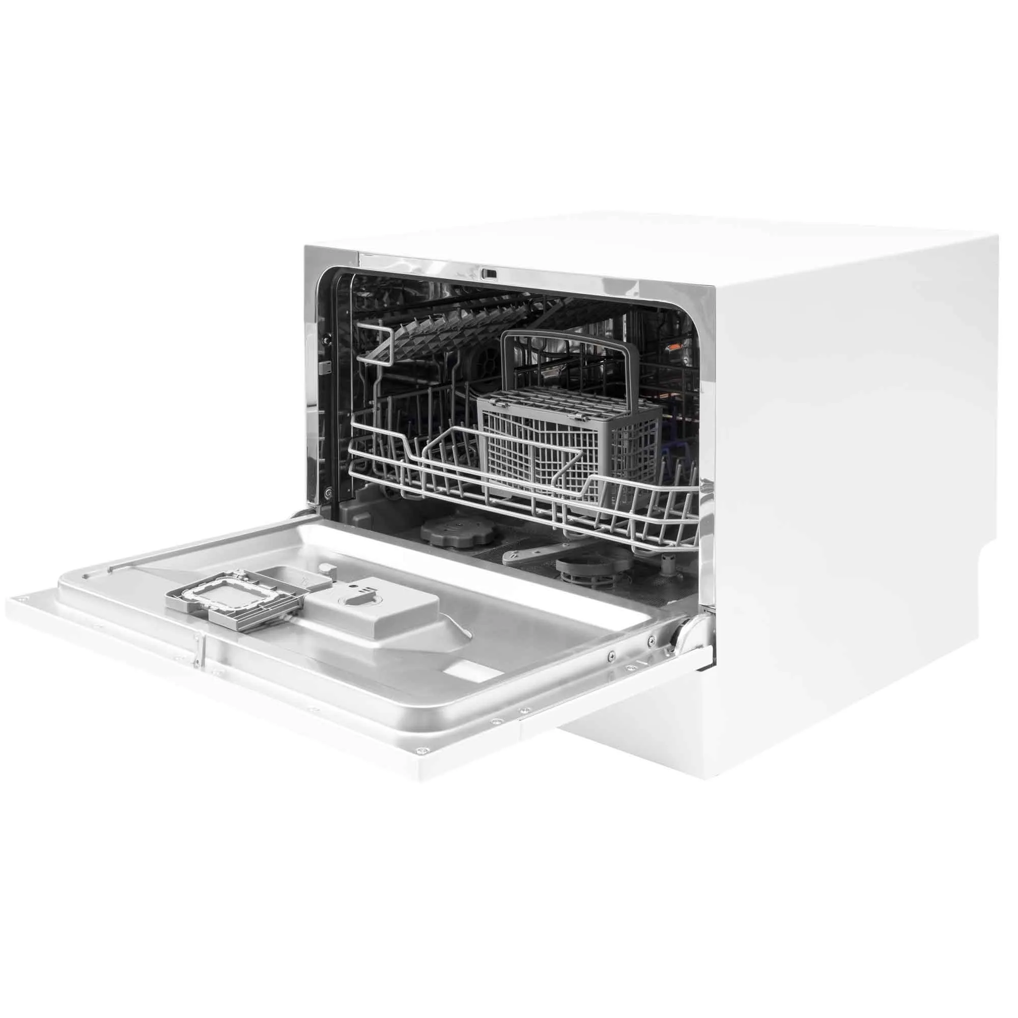 Compact Tabletop Dishwasher 6 Place Settings, 6 Programmes, Low Noise, 6.5L Cycle - White - DH83