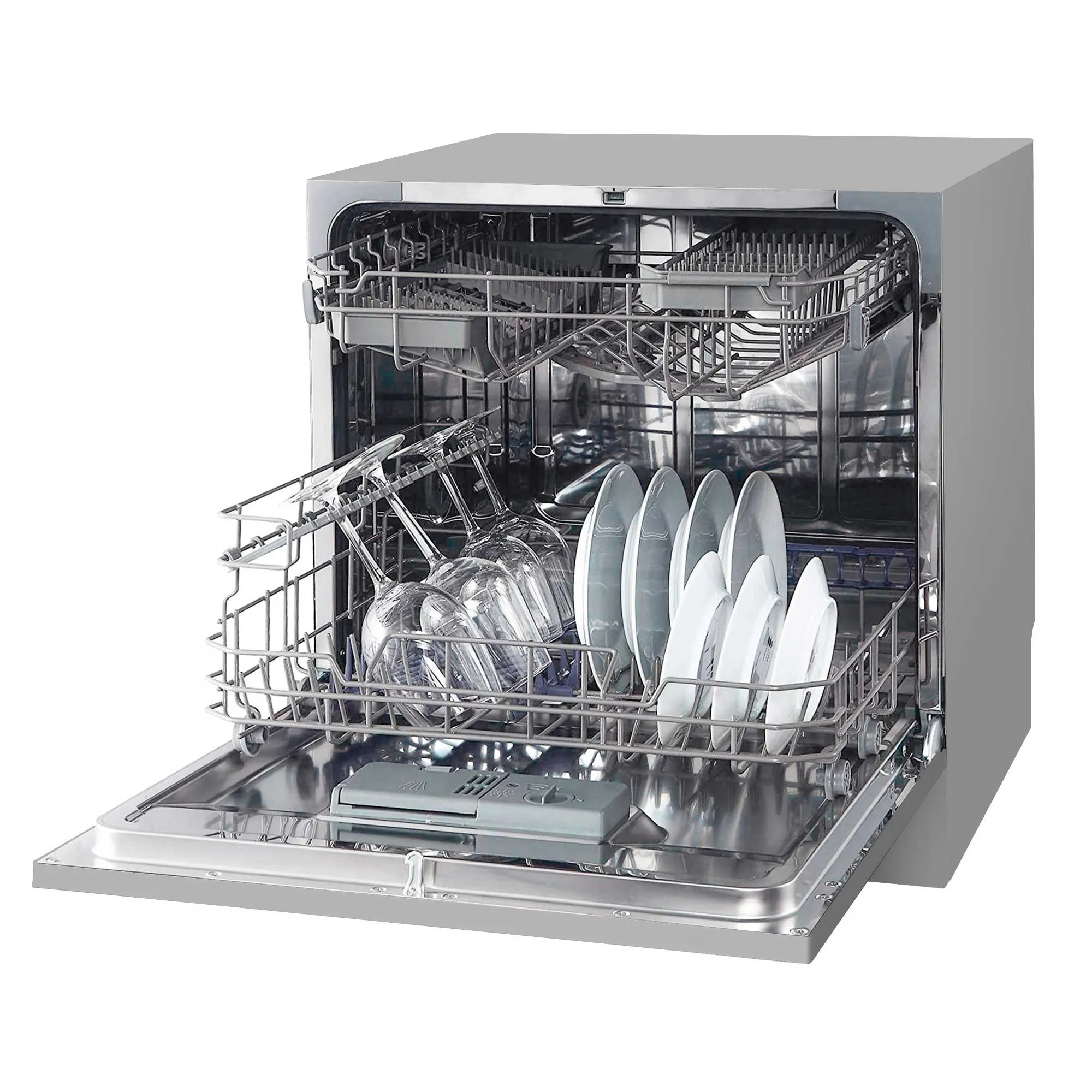 Compact Tabletop Dishwasher 8 Place Settings, 6 Programmes, Low Noise, 8L Cycle - Silver - DH87