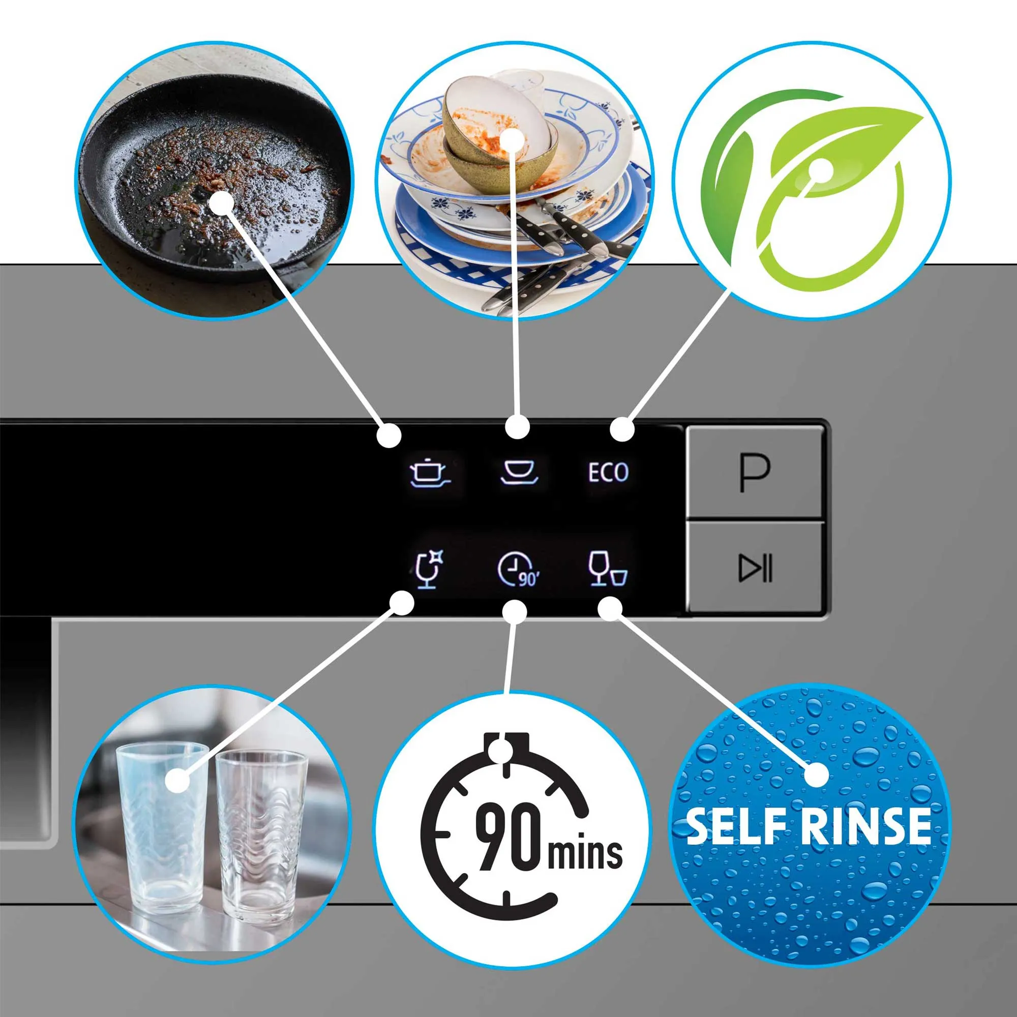 Compact Tabletop Dishwasher 8 Place Settings, 6 Programmes, Low Noise, 8L Cycle - Silver - DH87