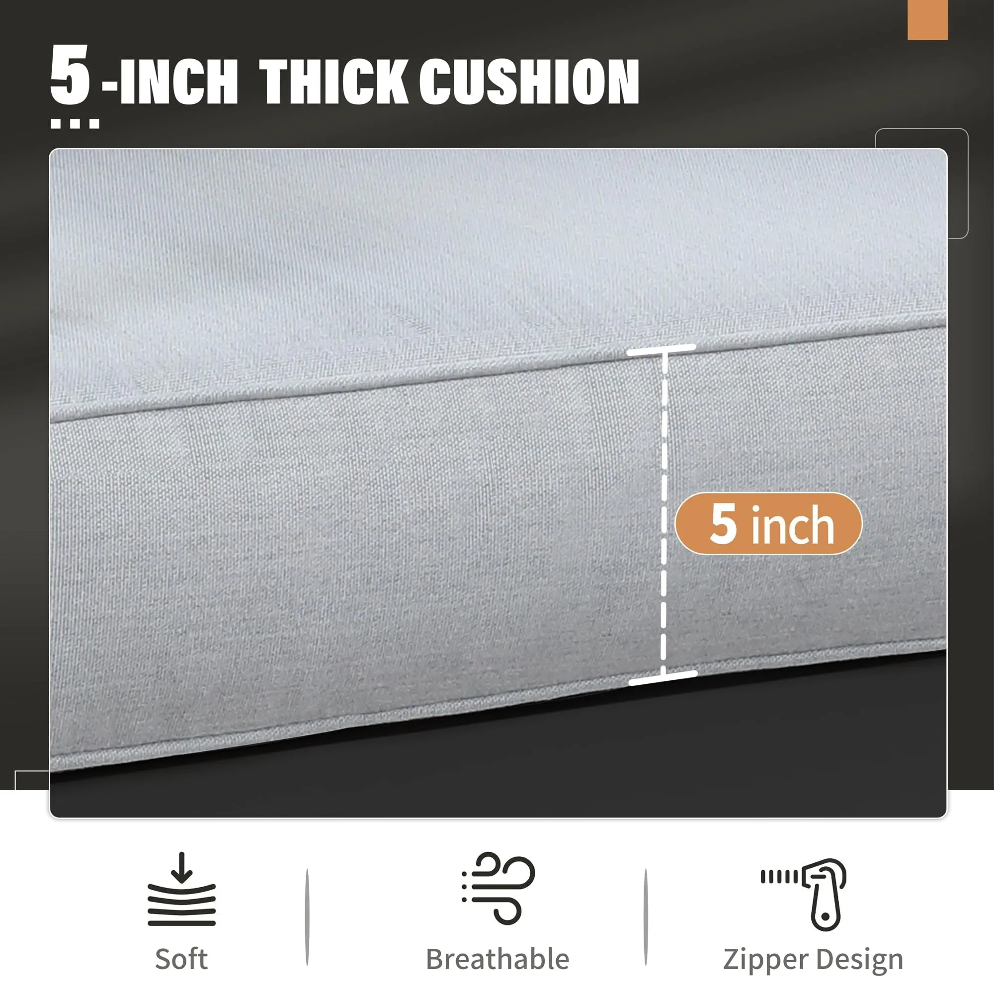 CozyHom 5 Pcs Outdoor Patio Aluminum Furniture Sofa Sets, Outside Patio Conversation Couch Sets With Table&Cushions for Garden Porch, Gray
