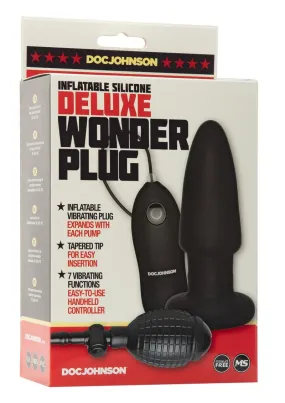Deluxe Wonder Plug Inflatable Silicone Vibrating Butt Plug with Remote Control