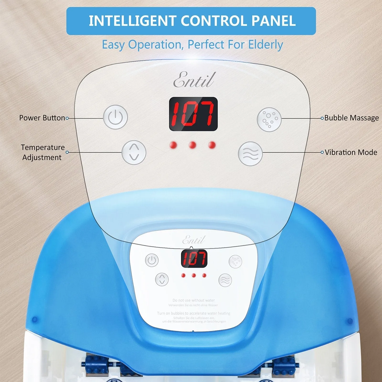 Foot Spa with 16 Massage Rollers, Heat, Bubbles, Vibration   Pedicure Stone